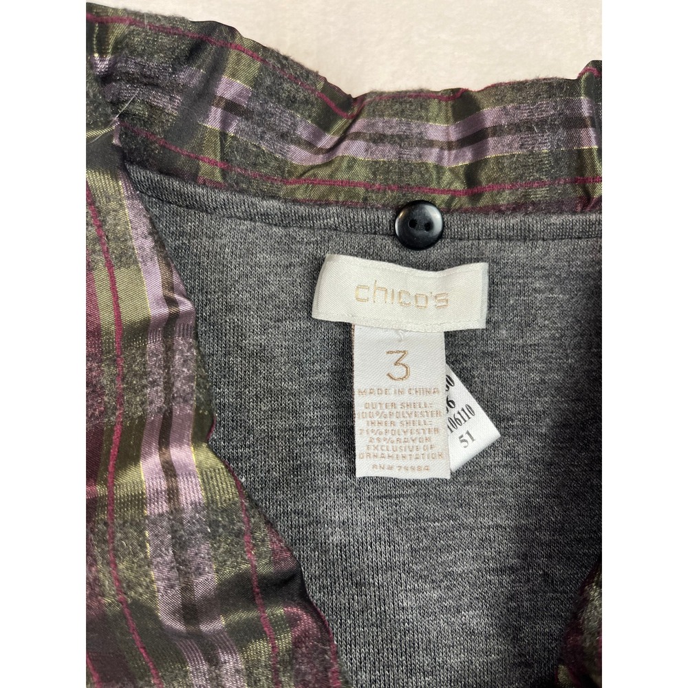 Chicos Reversible Plaid Button Front Jacket Burgu… - image 4